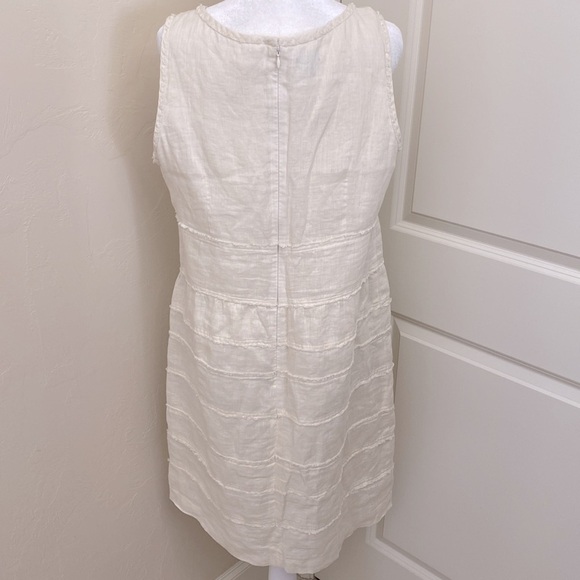 Talbot's Dress Women's Size 14 Tiered Fringe 100% Linen Career flirty Romantic - Picture 3 of 13